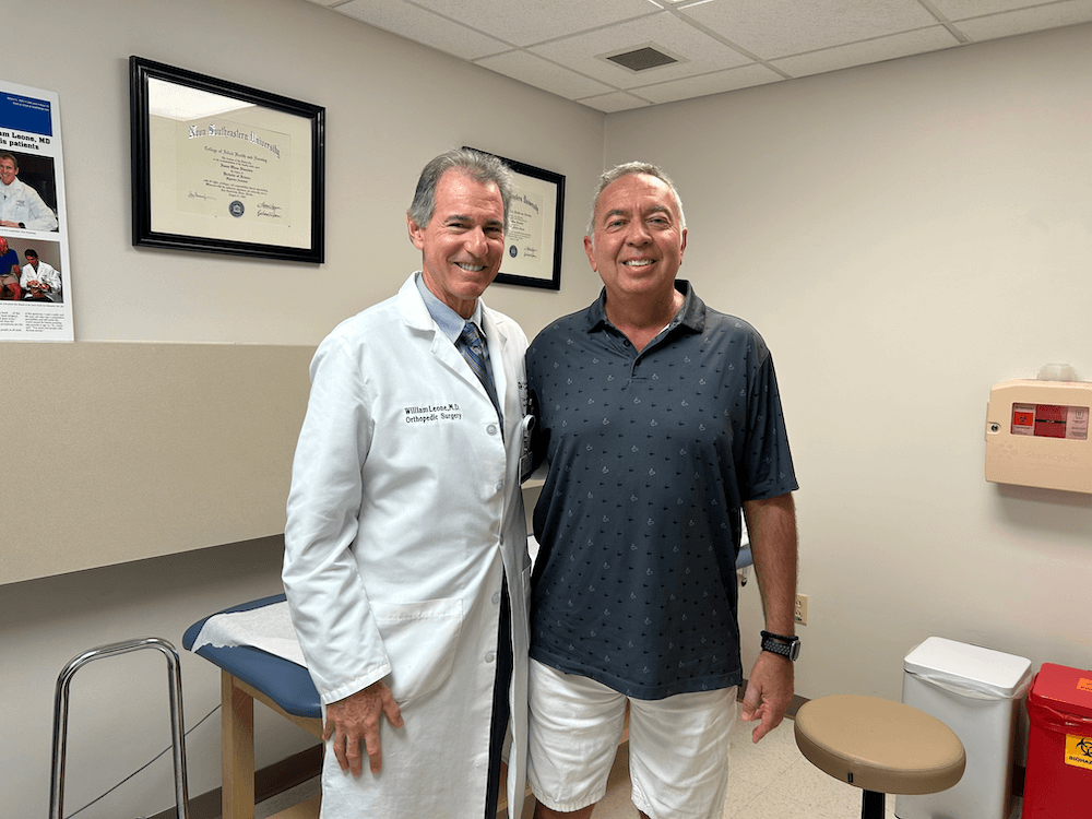 Eduardo with Dr. Leone after successful revision hip surgery