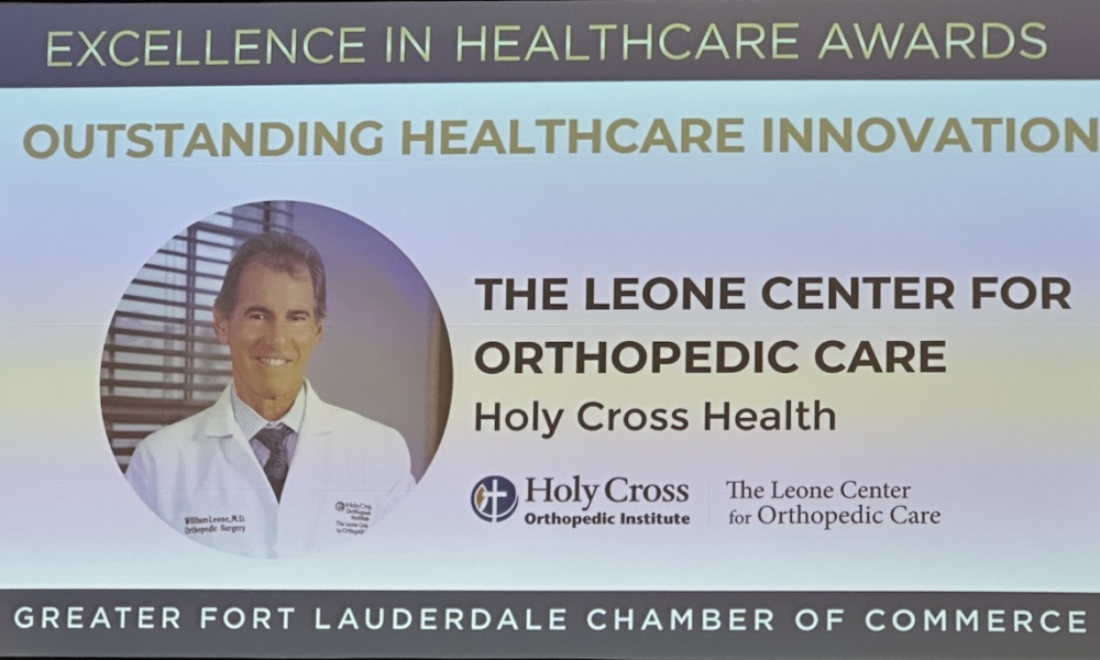 The Leone Center for Orthopedic Care is a recipient of the Excellence in Healthcare for the Innovation Achievement Award. Congratulations Dr. Leone