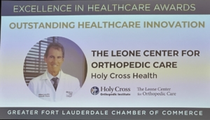 The Leone Center for Orthopedic Care is a recipient of the Excellence in Healthcare for the Innovation Achievement Award. Congratulations Dr. Leone