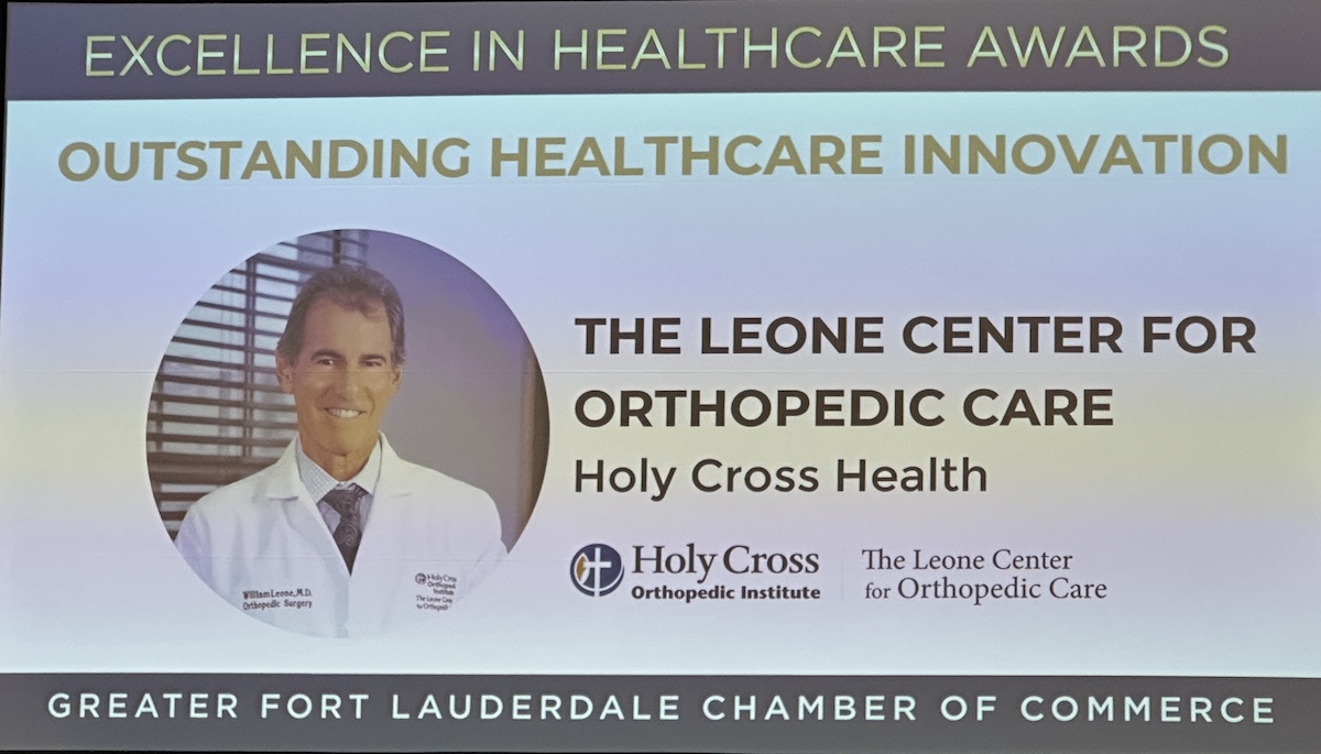 The Leone Center for Orthopedic Care is a recipient of the Excellence in Healthcare for the Innovation Achievement Award. Congratulations Dr. Leone 