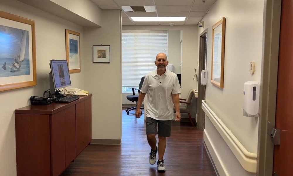 This is Gym's second hip with Dr. Leone and his dogs are appreciating all the walks.