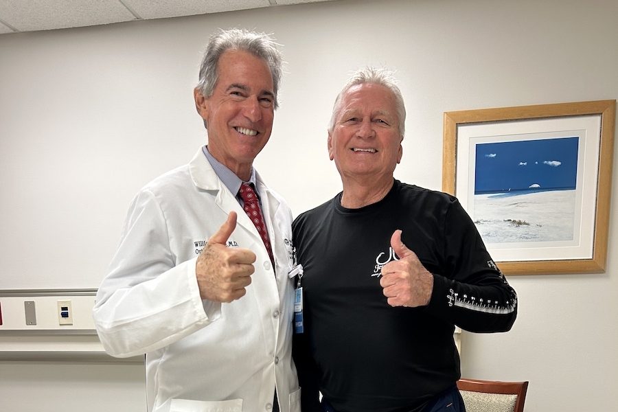 Leone Dr. Leone with Dave for his second hip gives a thumb.