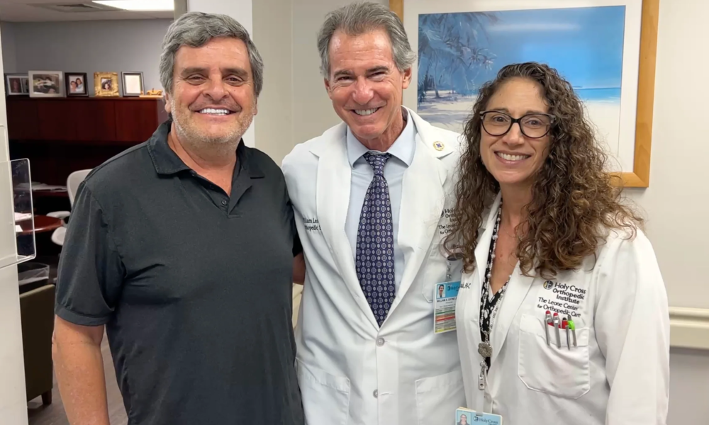 SPAIRE total Hip. Marco is with Dr. Leone and PA Tammy. He is very happy and Dr. Leone has inspired his daughter to become an orthopedic surgeon.